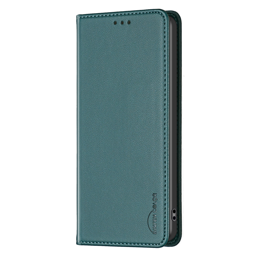 BINFEN COLOR BF18 For Motorola Moto G24 4G / G04 4G Leather Case Stand Phone Cover Card Slots - Green BINFEN COLOR BF18 For Motorola Moto G24 4G / G04 4G Leather Case Stand Phone Cover Card Slots - Green